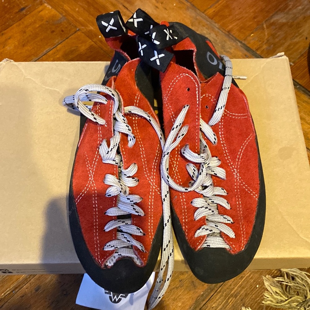red climbing shoes